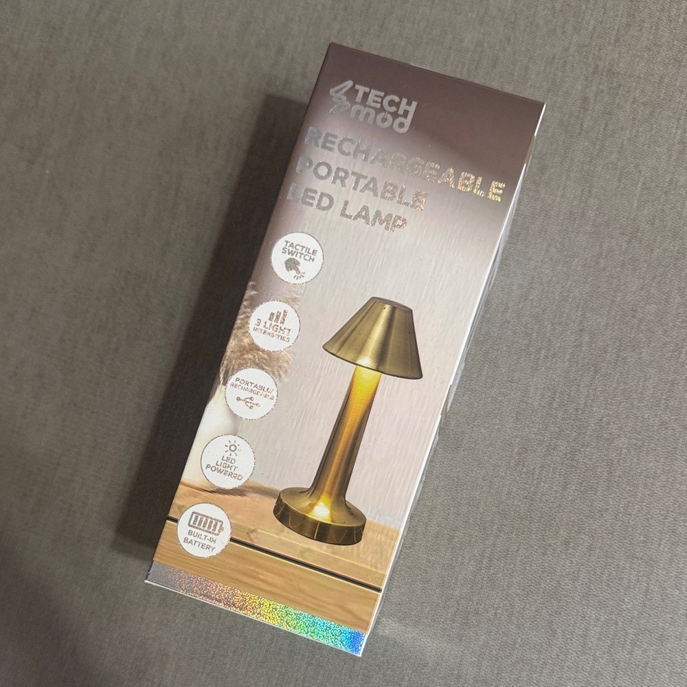 NEW Tech Mod Gold Rechargeable Portable LED Lamp - Picture 1 of 6